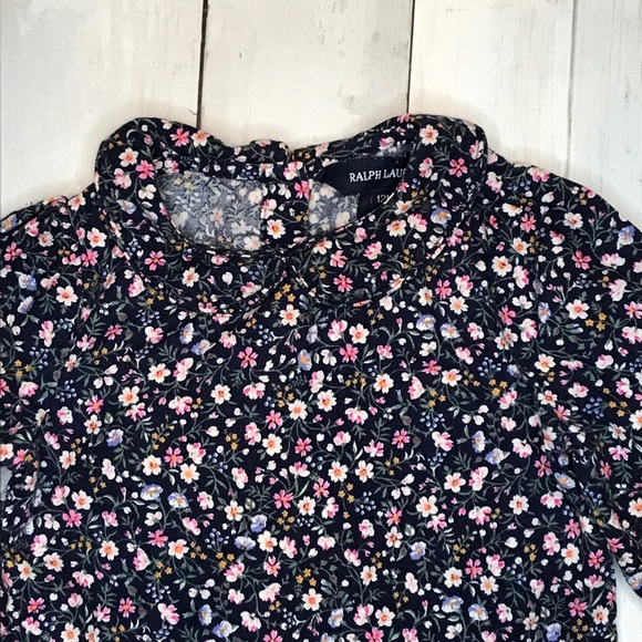 Ralph Lauren Floral Corduroy Baby Girl Top, 12 mo. - Picture 4 of 7